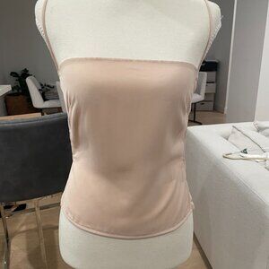 Superdown Light Pink Satin Side Cut-Out Cami Top – Open Back | Size XS